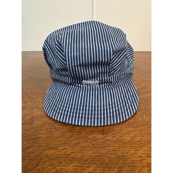 Key Other - VTG Key Hat Cap Fitted Mens One Size Blue Stripe Denim Army Workwear Railroad